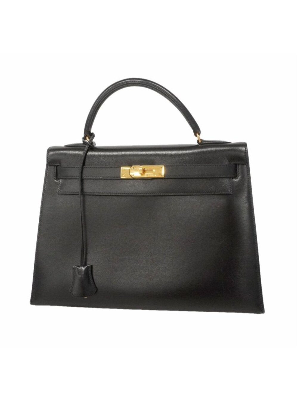 Hermes Handbag Kelly 32 Box Calf Black Gold
